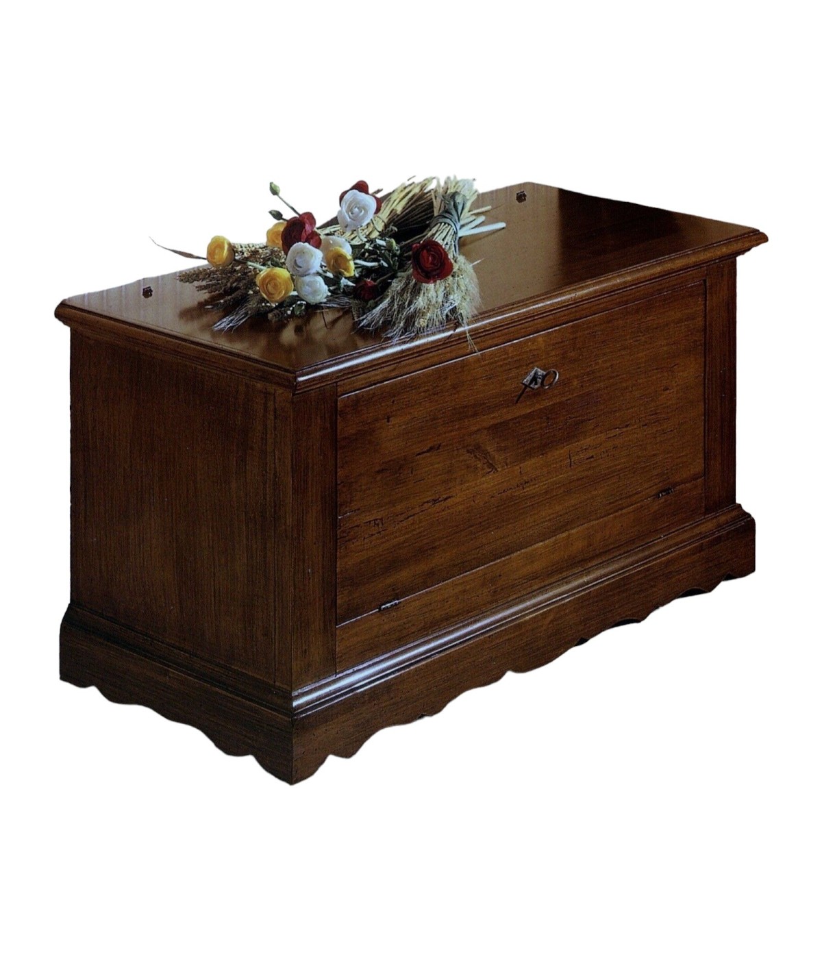 MOBILI 2G - Cassapanca in legno doppia apertura tinta noce scuro L.100 x P.43 H.50