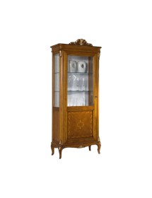 MOBILI 2G - VETRINA CLASSICA IN LEGNO 1 PORTA FINITURA BASSANO L.76 P.44 H.190