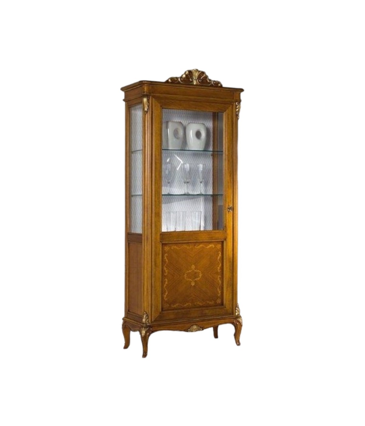 MOBILI 2G - VETRINA CLASSICA IN LEGNO 1 PORTA FINITURA BASSANO L.76 P.44 H.190