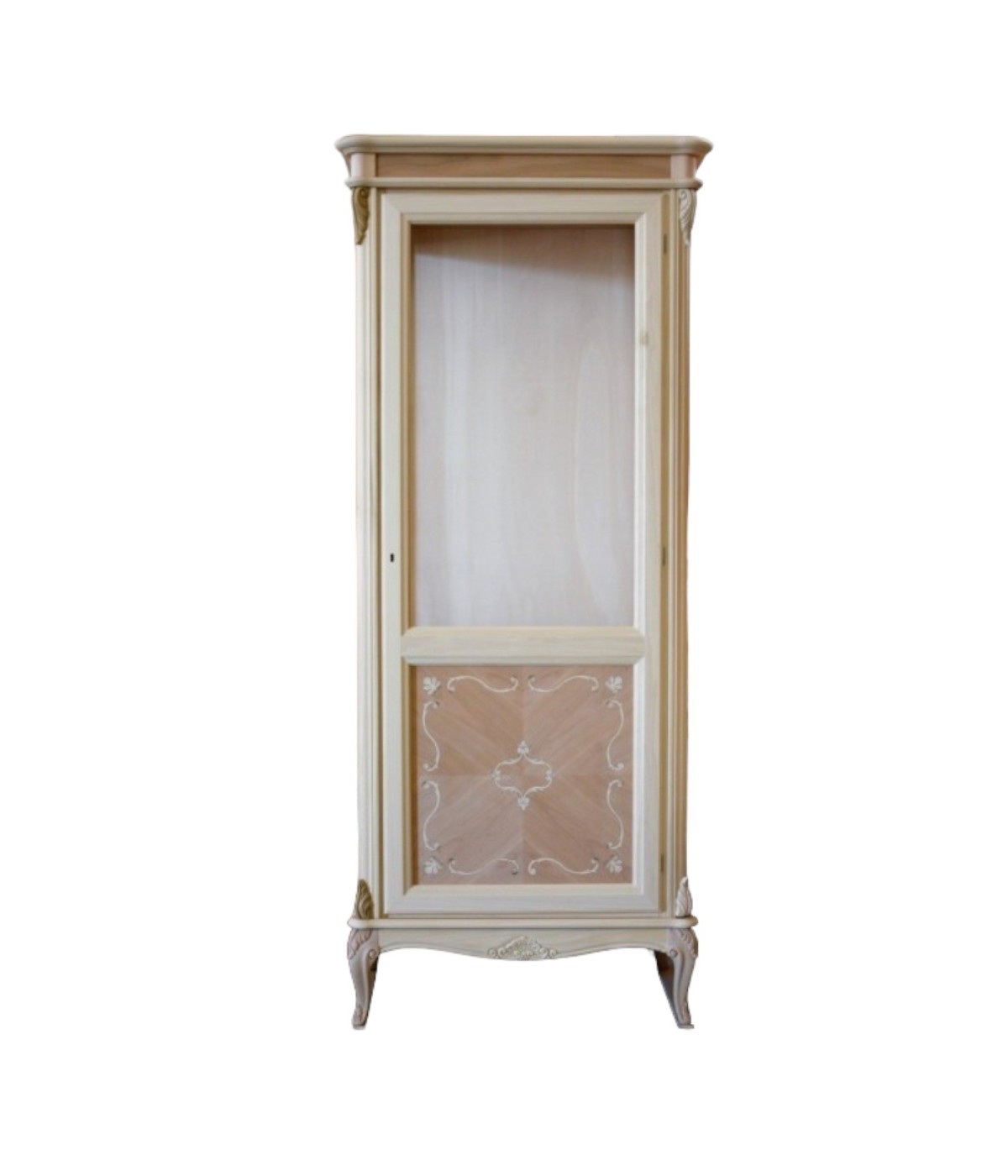 MOBILI 2G - VETRINA CLASSICA 1 PORTA IN LEGNO GREZZO L.76 P.44 H.190