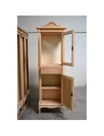 VETRINA CLASSICA 2 PORTE 1 CASSETTO IN LEGNO GREZZO L.61 P.41 H.190