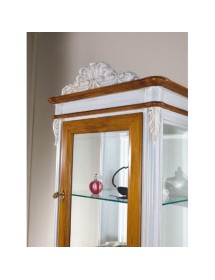 VETRINA CLASSICA 2 PORTE 1 CASSETTO IN LEGNO GREZZO L.61 P.41 H.190