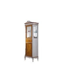 VETRINA CLASSICA 2 PORTE 1 CASSETTO IN LEGNO GREZZO L.61 P.41 H.190
