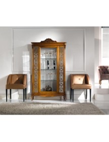 MOBILI 2G - VETRINA CLASSICA IN LEGNO 1 PORTA FINITURA BASSANO L.111 P.44 H.192