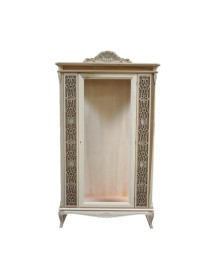 MOBILI 2G - VETRINA CLASSICA 1 PORTA IN LEGNO GREZZO  L.111 P.44 H.192