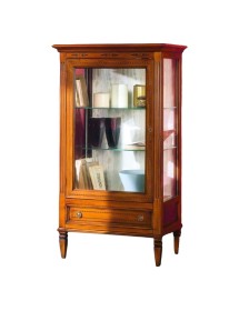 VETRINA CLASSICA 1 PORTA 1 CASSETTO IN LEGNO GREZZO L.75 P.43 H.135