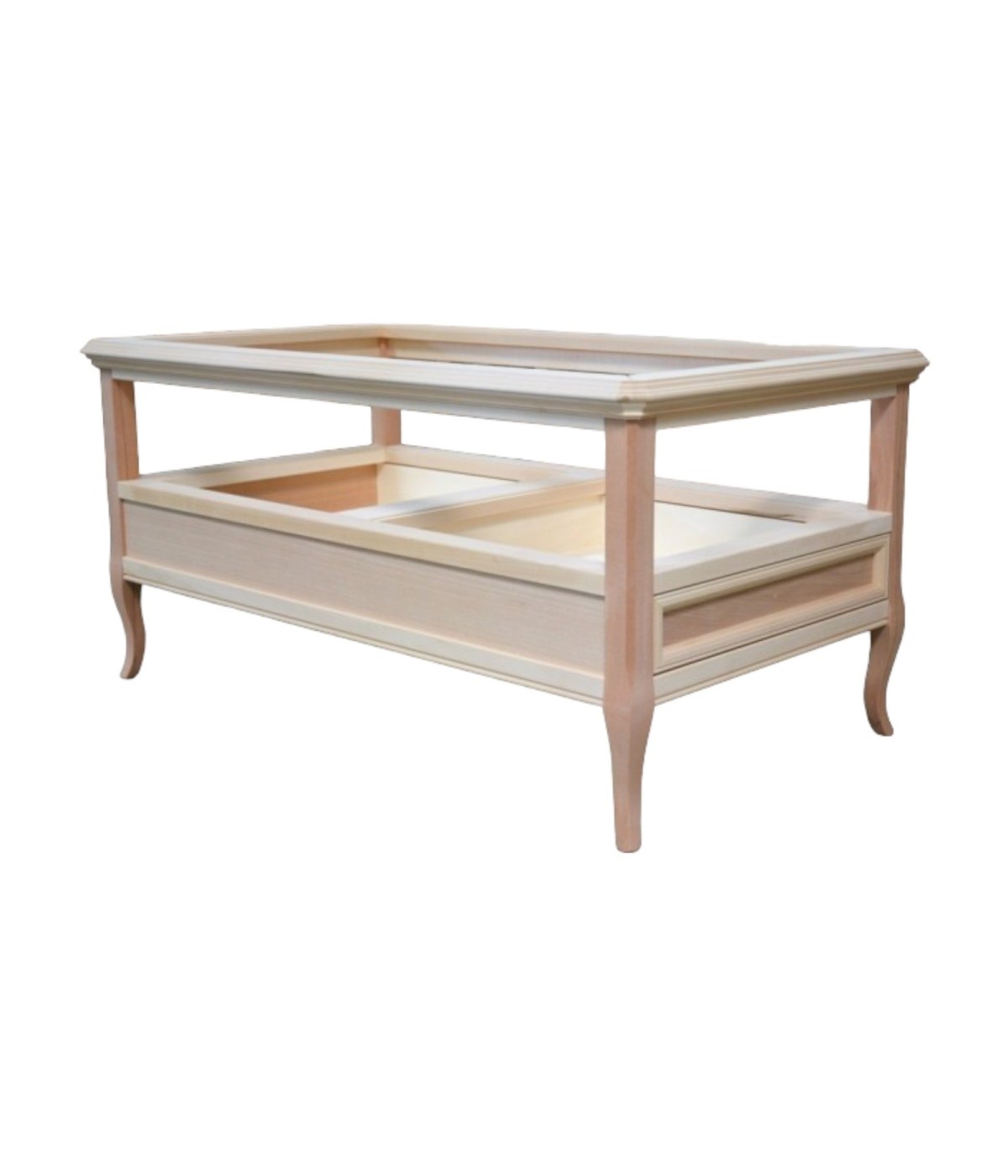 MOBILI 2G - TAVOLINO CLASSICO 2 CASSETTI LEGNO GREZZO L.115 P.65 H.55