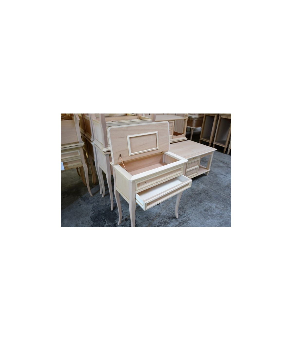 MOBILI 2G - CONSOLLE BACHECA 2 CASSETTI IN LEGNO GREZZO L.70 P.38 H.80