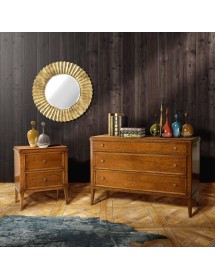 COMODINO CLASSICO 2 CASSETTI IN LEGNO GREZZO L.58 P.38 H.70
