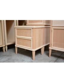 COMODINO CLASSICO 2 CASSETTI IN LEGNO GREZZO L.58 P.38 H.70