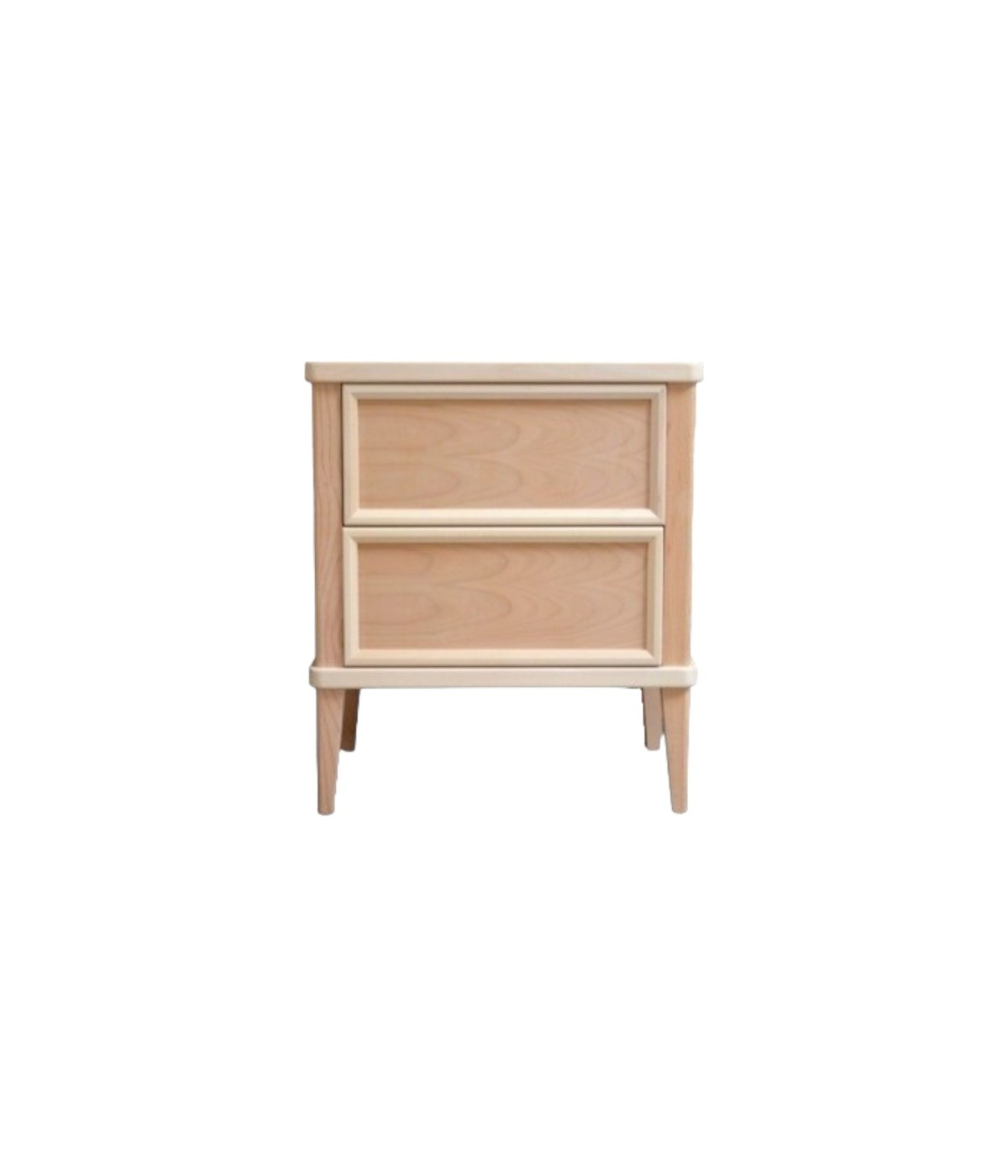 MOBILI 2G - COMODINO CLASSICO 2 CASSETTI IN LEGNO GREZZO L.58 P.38 H.70