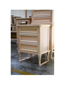 COMODINO CLASSICO 3 CASSETTI IN LEGNO GREZZO L.55 P.36 H.70