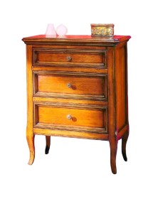 COMODINO CLASSICO 3 CASSETTI IN LEGNO GREZZO L.55 P.36 H.70