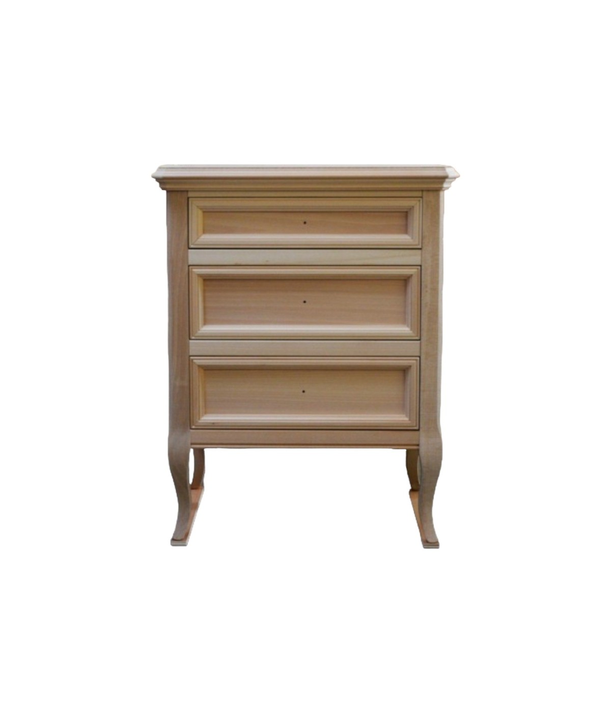 MOBILI 2G - COMODINO CLASSICO 3 CASSETTI IN LEGNO GREZZO L.55 P.36 H.70