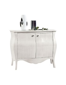 MOBILI 2G - Madia Credenza in legno 2 porte sagomata shabby chic bianco l.120 p.54 h.94