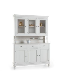 MOBILI 2G - Cristalliera 3 ante arte povera napoletana bianco l.160 p.50/41 h.221 VISTA FRONTALE