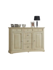 CREDENZONE LEGNO 2 PORTE 6 CASSETTI AVORIO ANTICATO L.170 P.46 H.116