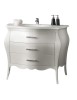 MOBILI 2G - Mobile bagno 3 cassetti bombato bianco shabby 108x55x82 vista frontale