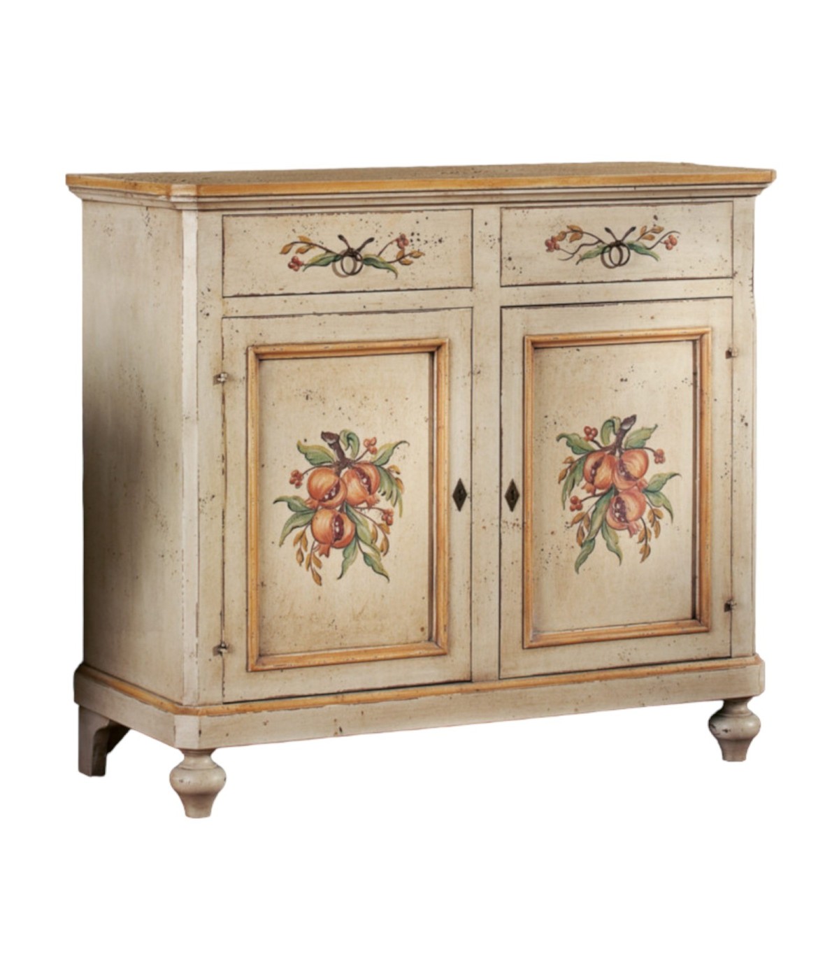 MOBILI 2G - Madia credenza in legno provenzale laccata a mano 2 porte 112x49x98