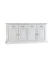 MOBILI 2G - MADIA CREDENZA SHABBY CHIC IN LEGNO MASSELLO 4 PORTE BIANCO CONSUMATO L.222 P.51 H.105