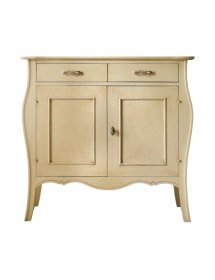 MOBILI 2G - MADIA CREDENZA 2 PORTE 2 CASSETTI IN LEGNO AVORIO PATINATO L.105 P.50 H.100