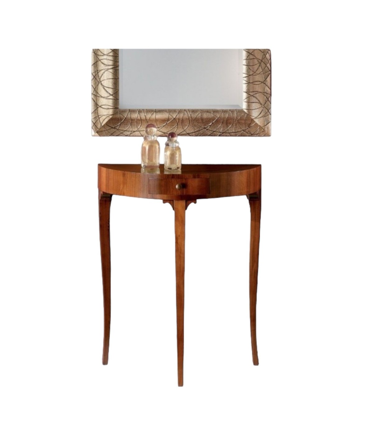 MOBILI 2G - CONSOLLE IN LEGNO 1 CASSETTO TINTA NOCE CON INTARSIO L.66 P.32 H.80