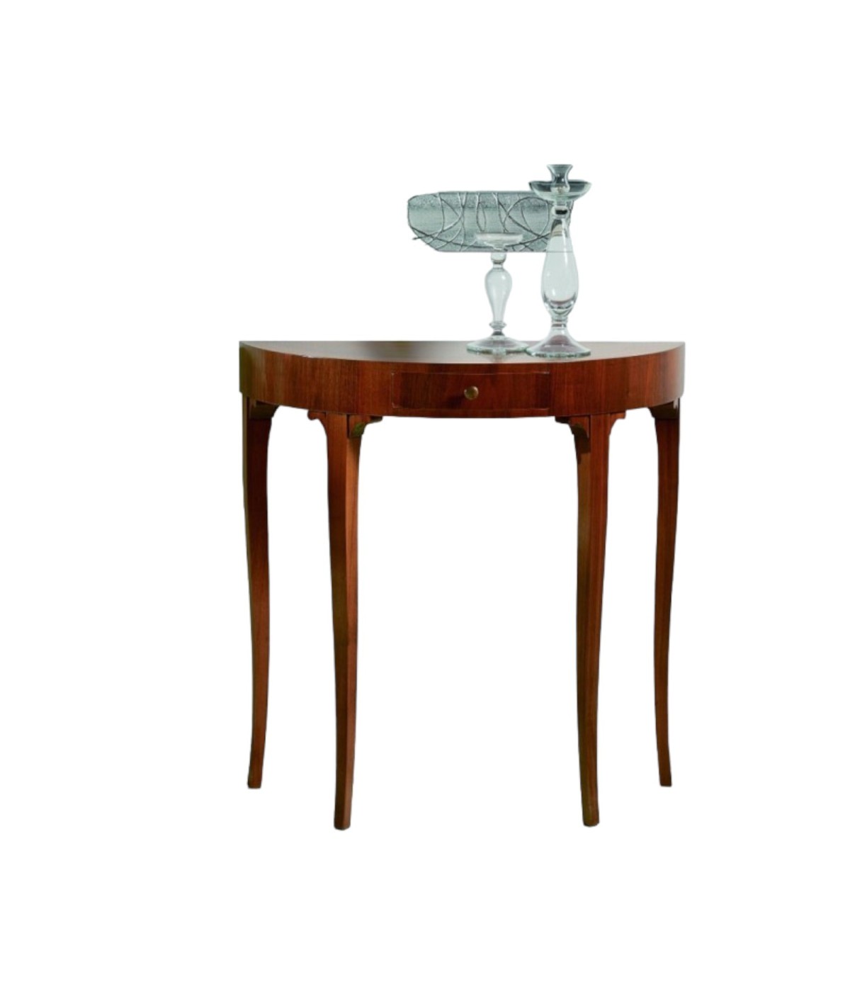 MOBILI 2G - CONSOLLE IN LEGNO 1 CASSETTO TINTA NOCE CON INTARSIO L.81 P.34 H.80