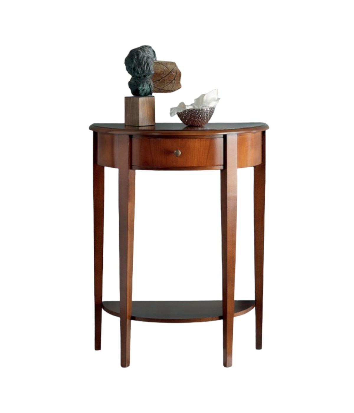 MOBILI 2G - CONSOLLE IN LEGNO 1 CASSETTO TINTA NOCE CON INTARSIO L.62 P.32 H.77