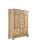 MOBILI 2G - ARMADIO 3 PORTE ARTE POVERA IN LEGNO AVORIO E ROSSO ANTICATO 184X60X223