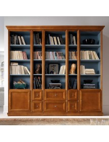 LIBRERIA SOGGIORNO CLASSICA IN LEGNO VARI COLORI L.250 P.45 H.224
