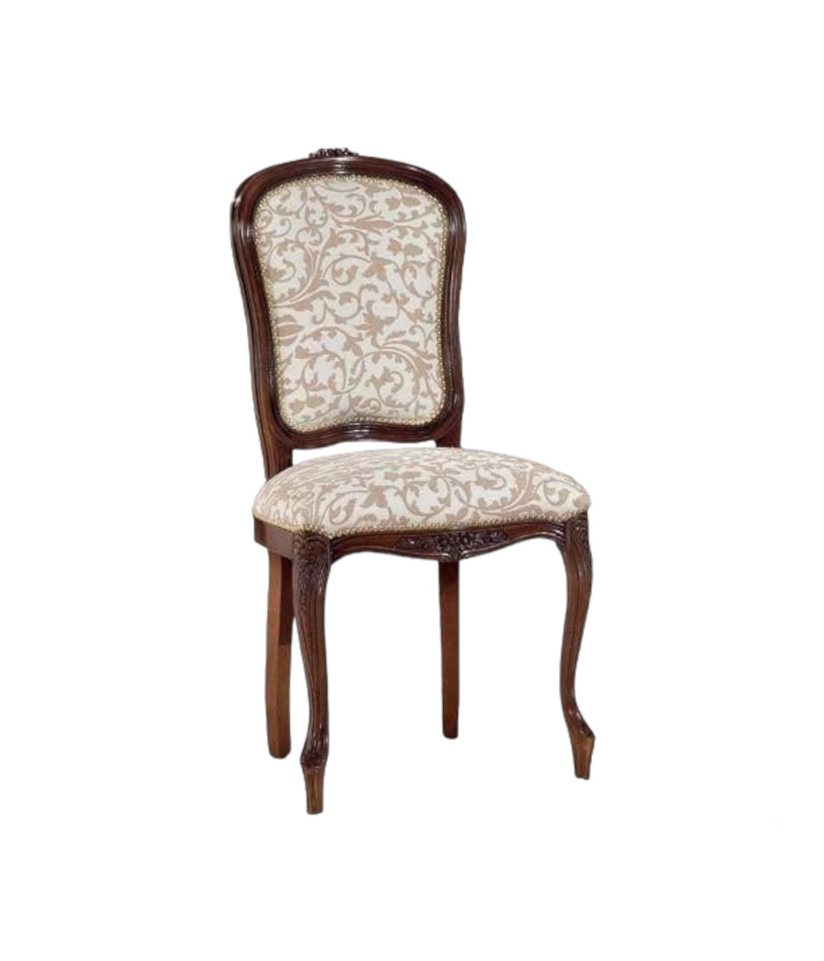 MOBILI 2G - SEDIA IMBOTTITA IN LEGNO MASSELLO INTAGLIATA CON FREGI