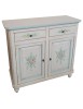 MOBILI 2G - MADIA CREDENZA 2 PORTE BIANCO INVECCHIATO DECORI AZZURRO 104x43x98