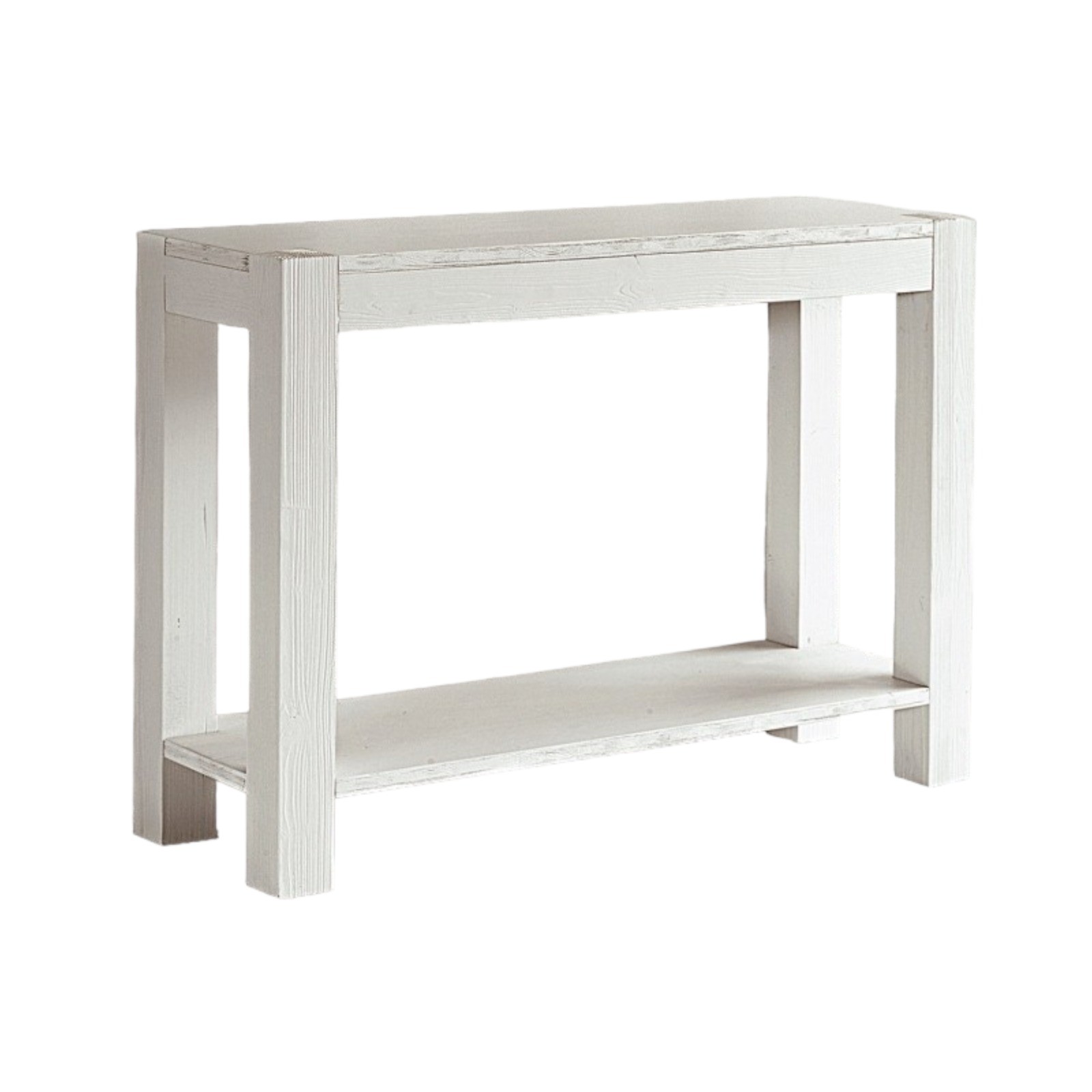 MOBILI 2G - Tavolo consolle in legno di abete laccato bianco 105x35x75 vista frontale