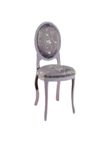 MOBILI 2G - SEDIA IMBOTTITA LILLA IN LEGNO MASSELLO INTAGLIATA CON FREGI