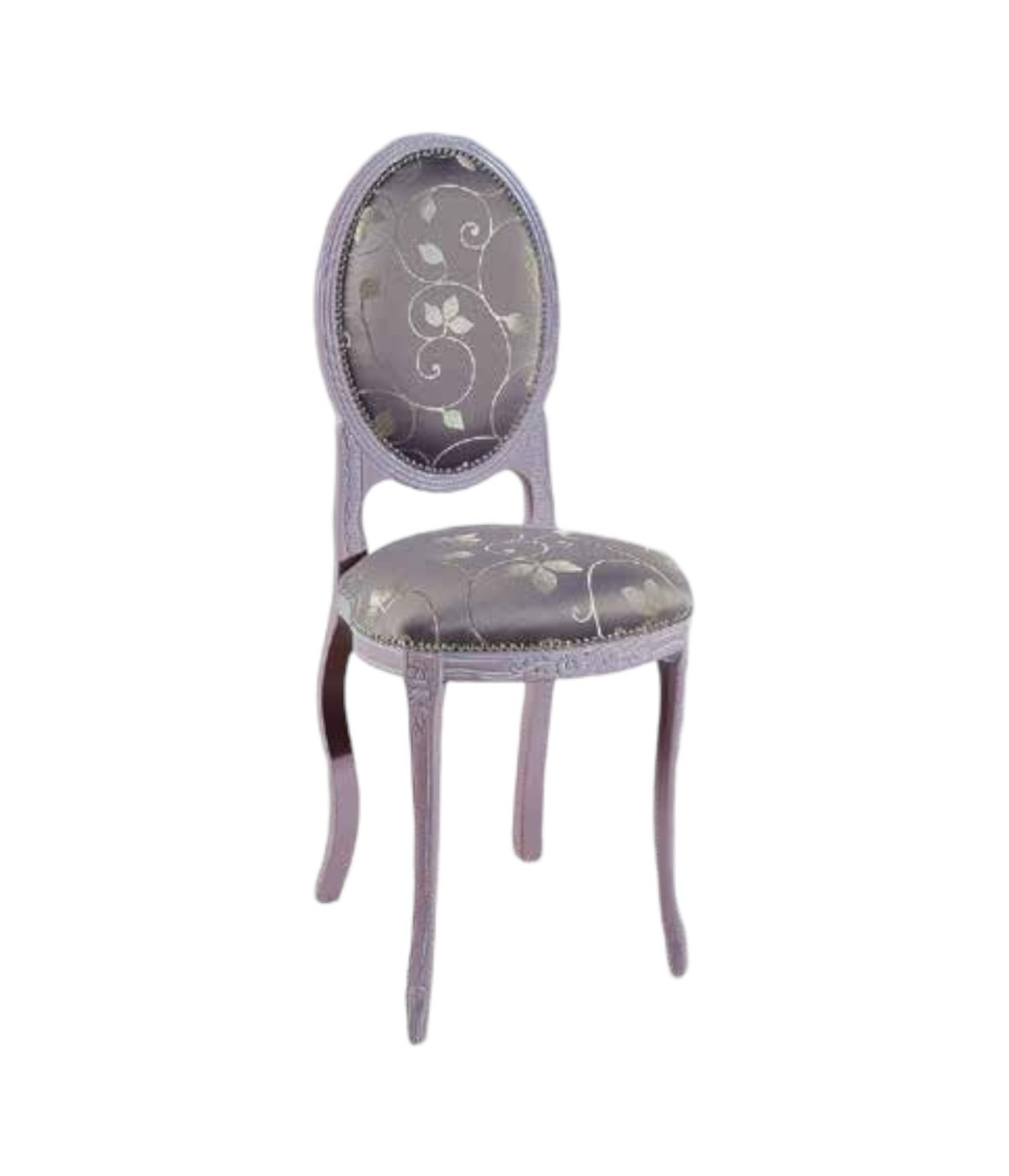 MOBILI 2G - SEDIA IMBOTTITA LILLA IN LEGNO MASSELLO INTAGLIATA CON FREGI