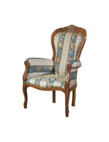 MOBILI 2G - POLTRONA IMBOTTITA IN LEGNO MASSELLO INTAGLIATA CON FREGI