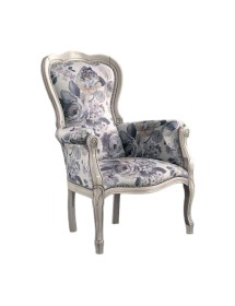 MOBILI 2G - POLTRONA SHABBY IMBOTTITA IN LEGNO MASSELLO INTAGLIATA CON FREGI