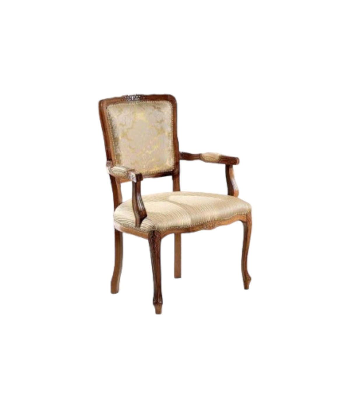 MOBILI 2G - POLTRONA IMBOTTITA IN LEGNO MASSELLO INTAGLIATA CON FREGI