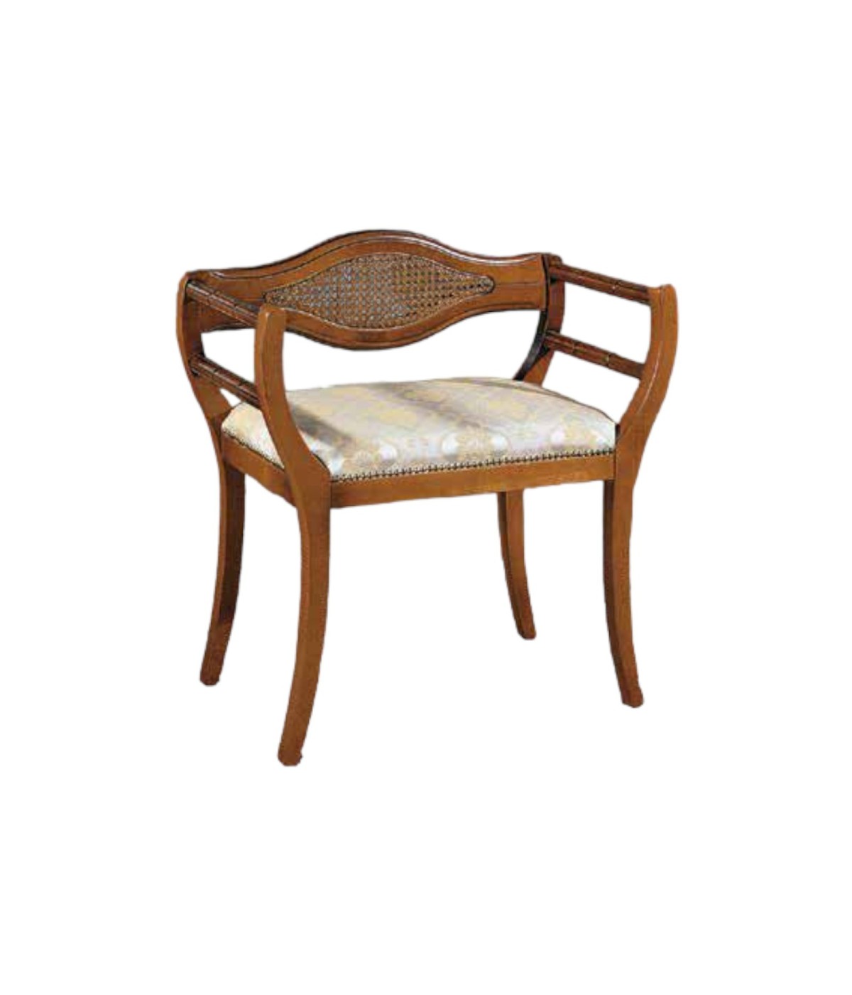 MOBILI 2G - POLTRONA IMBOTTITA IN LEGNO MASSELLO INTAGLIATA CON FREGI