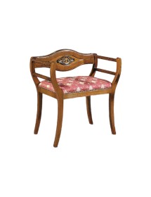 MOBILI 2G - POLTRONA IMBOTTITA IN LEGNO MASSELLO INTAGLIATA CON FREGIO ORO