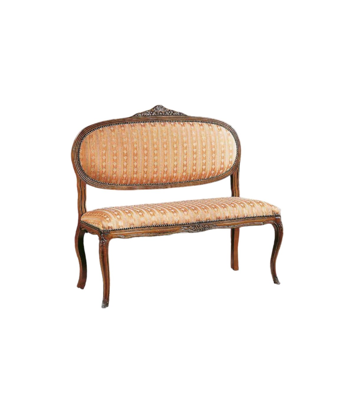 MOBILI 2G - DIVANETTO IMBOTTITO IN LEGNO INTAGLIATO CON FREGI