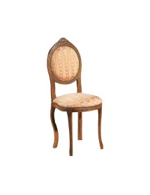 MOBILI 2G - SEDIA IMBOTTITA IN LEGNO MASSELLO INTAGLIATA CON FREGI