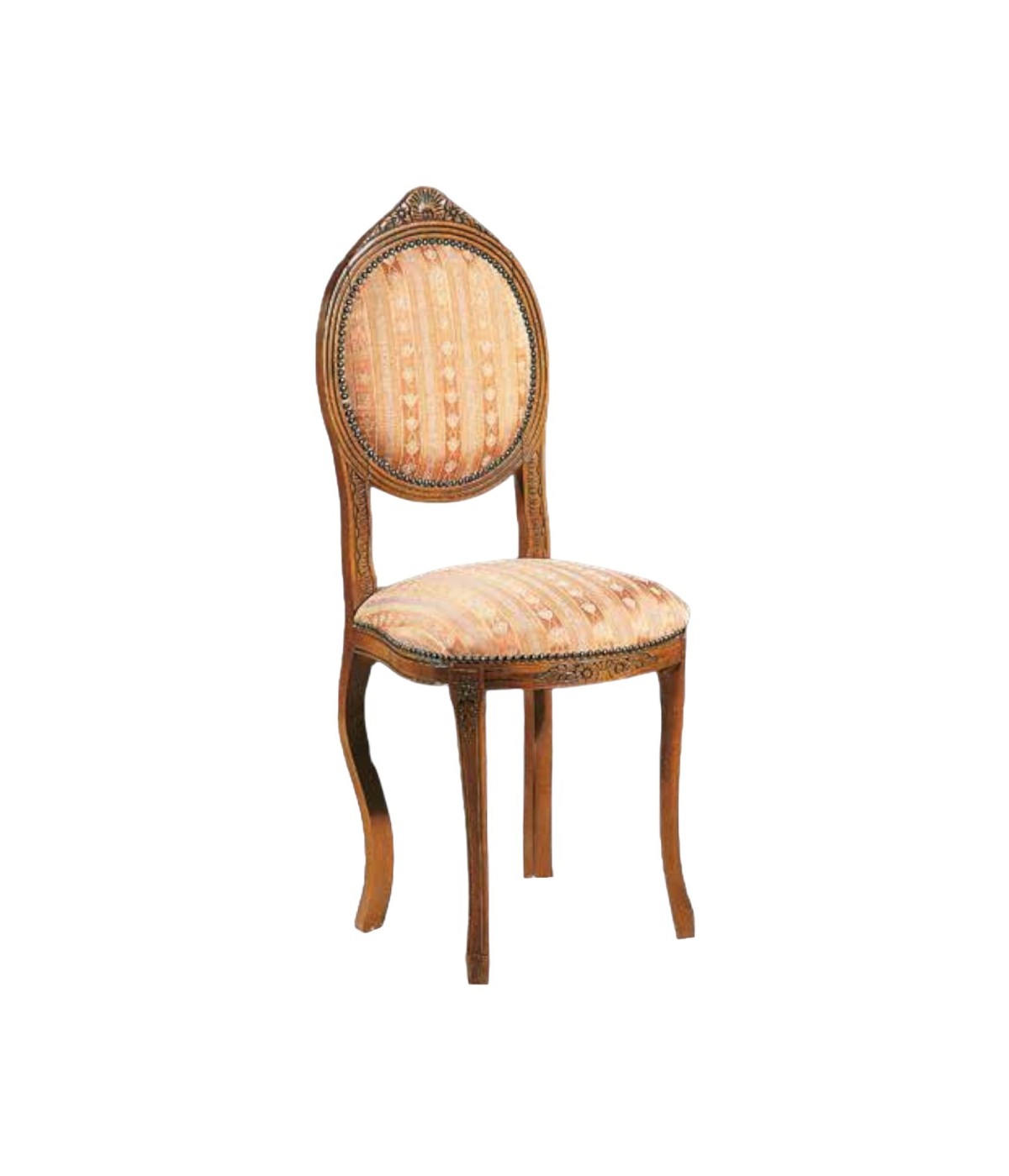 MOBILI 2G - SEDIA IMBOTTITA IN LEGNO MASSELLO INTAGLIATA CON FREGI