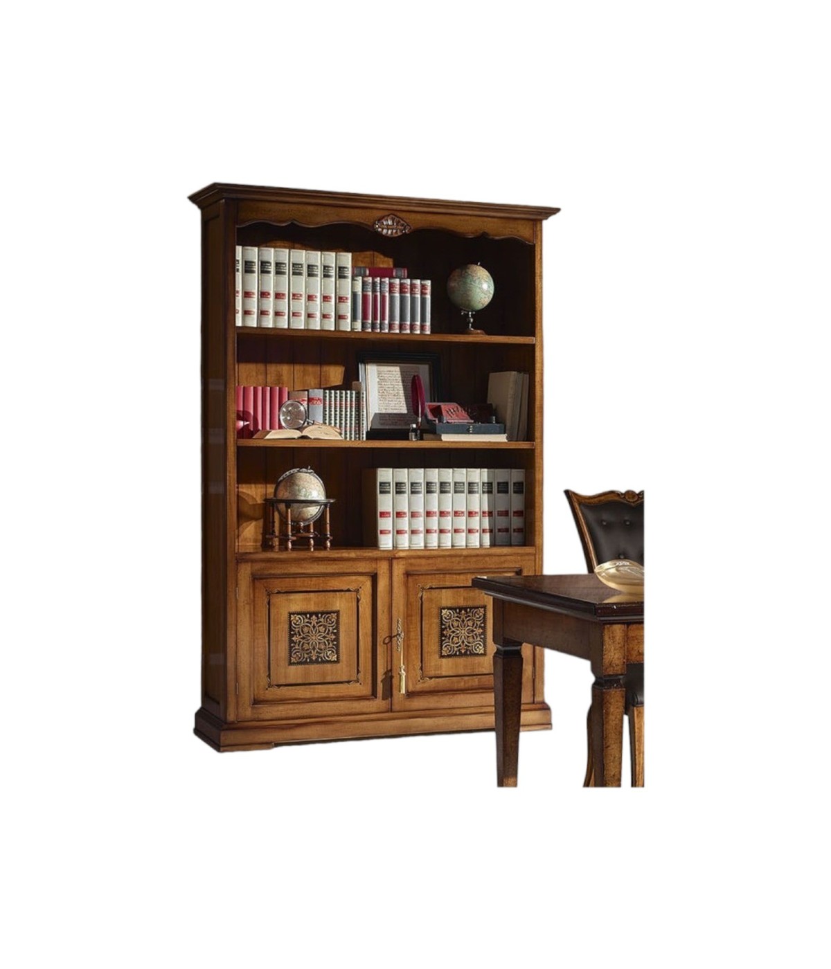 MOBILI 2G - LIBRERIA CLASSICA 2 PORTE IN LEGNO BASSANO 139X42X205