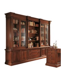 MOBILI 2G - LIBRERIA STUDIO CLASSICA IN LEGNO BASSANO 306X56X240