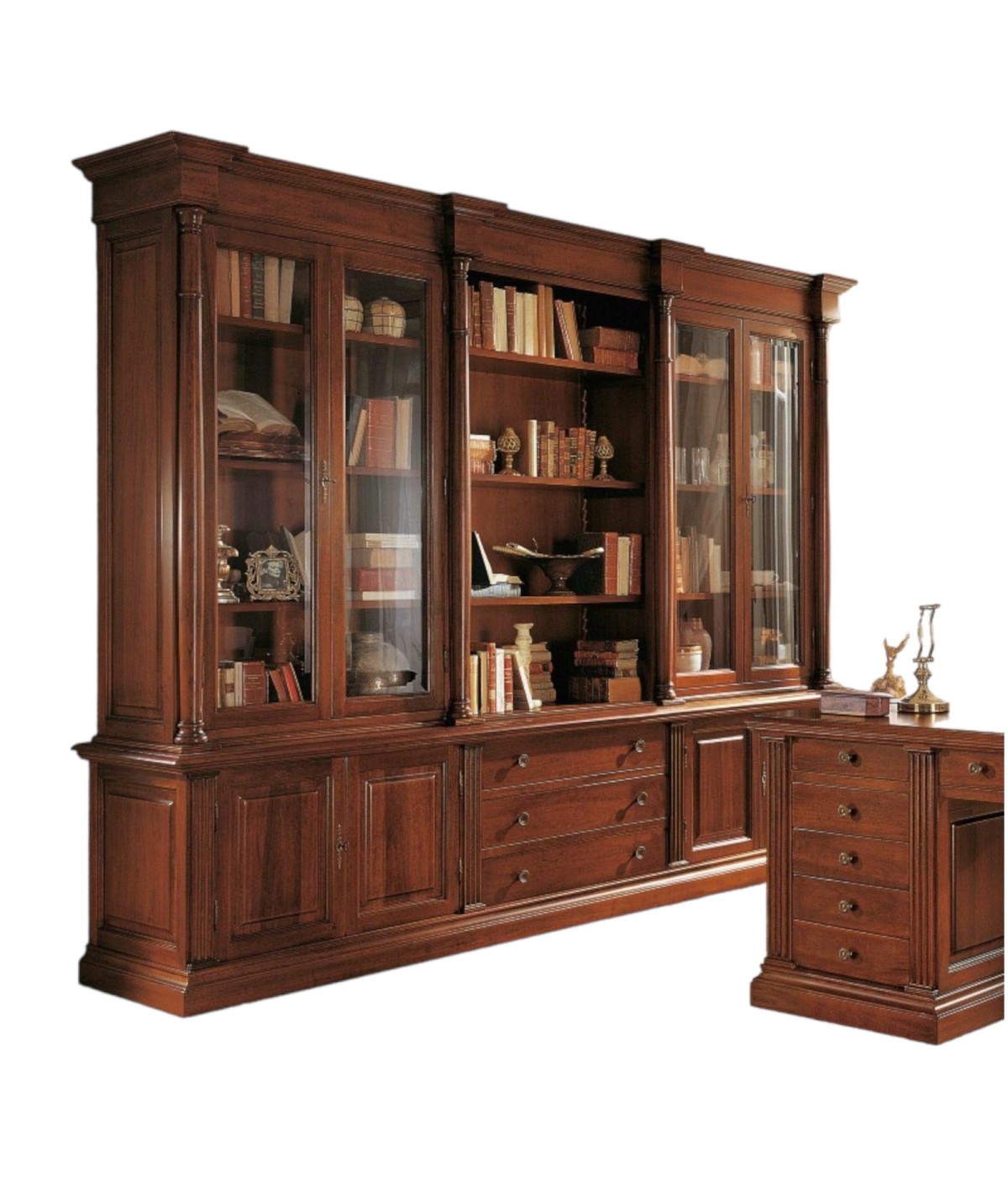 MOBILI 2G - LIBRERIA STUDIO CLASSICA IN LEGNO BASSANO 306X56X240