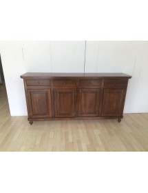 MOBILI 2G - MADIA CREDENZA IN LEGNO NAPOLETANA 4 ANTE TINTA NOCE 196x43x98 VISTA FRONTALE