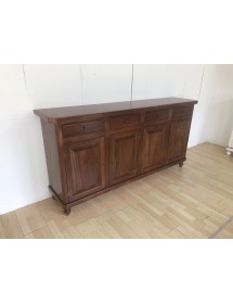 MOBILI 2G - MADIA CREDENZA IN LEGNO NAPOLETANA 4 ANTE TINTA NOCE 196x43x98 VISTA FRONTALE