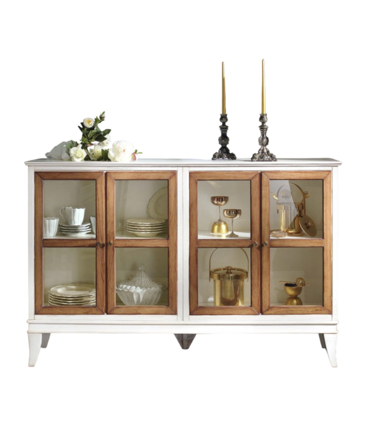 MOBILI 2G - CREDENZA 4 PORTE INGLESINA LEGNO SHABBY 160X39x104