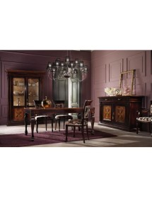 CREDENZA 2 PORTE CLASSICA INTARSIO LEGNO BICOLORE 200X56x113